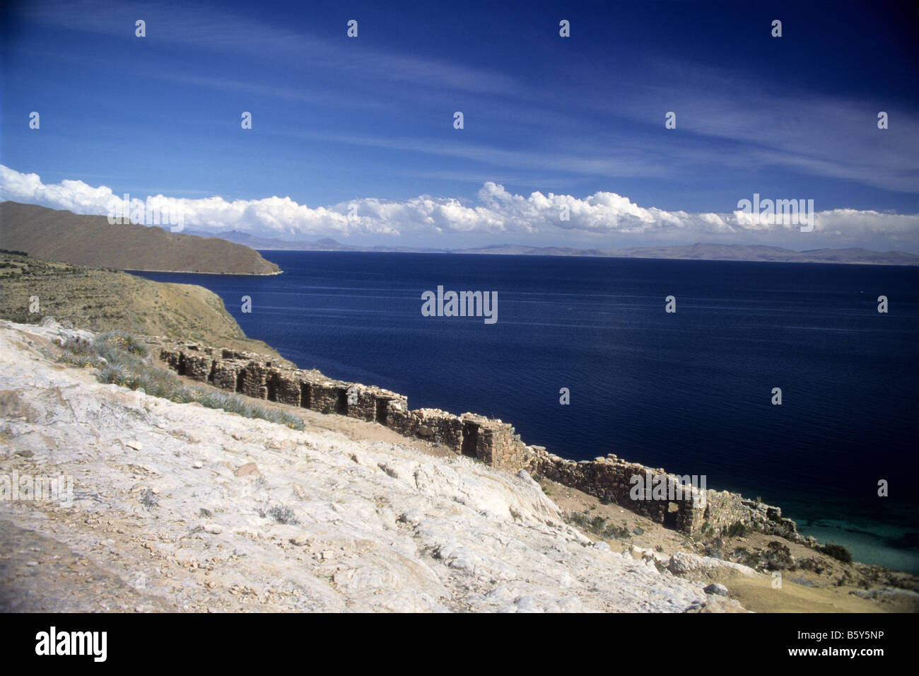 Chincana ruins from probably Inca period, Sun Island, Lake Titicaca, Bolivia Stock Photo