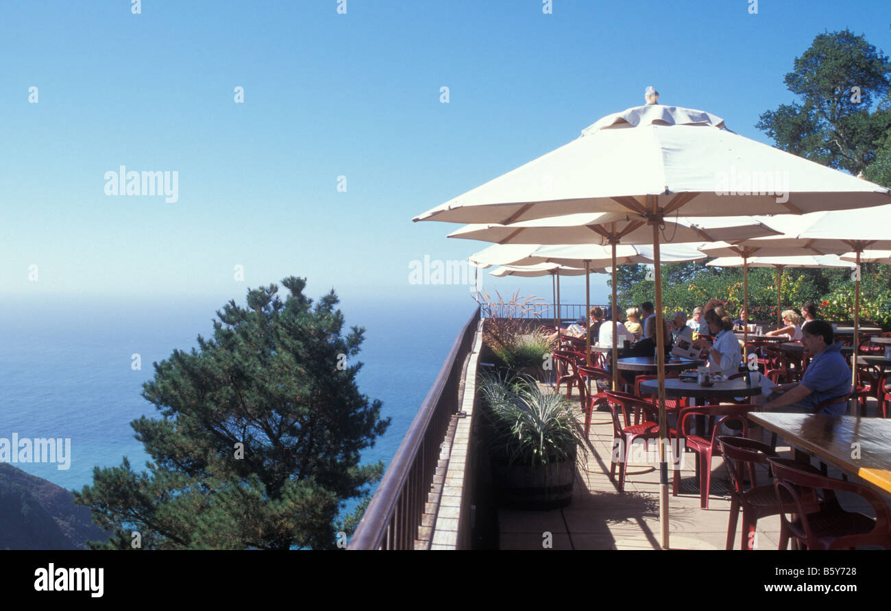 Cafe Kewah of Restaurant Nepenthe at Big Sur Coast in California USA Stock Photo