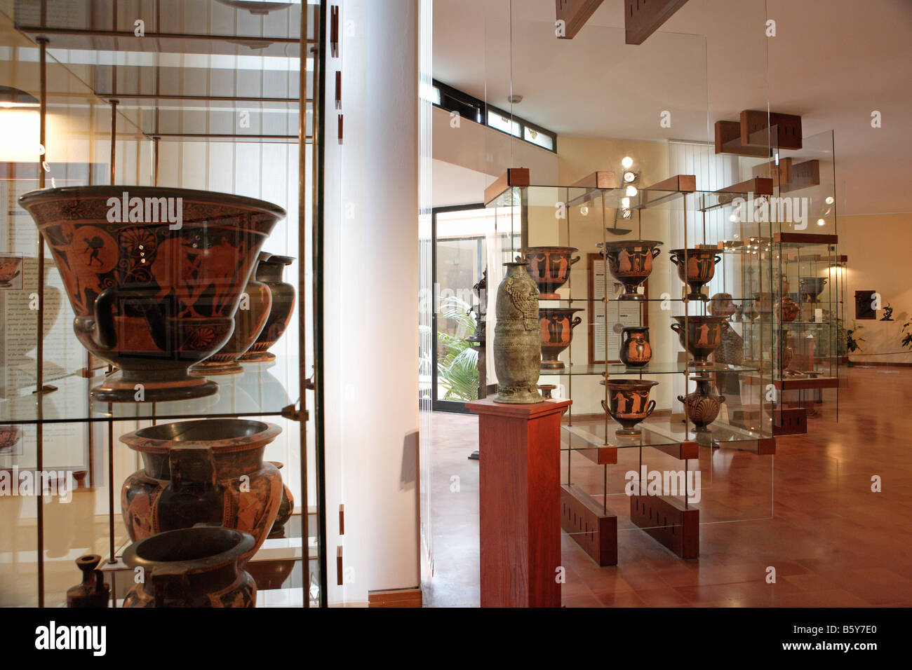 Attic Vases, Archaeological Museum, Agrigento, Sicily, Stock Photo