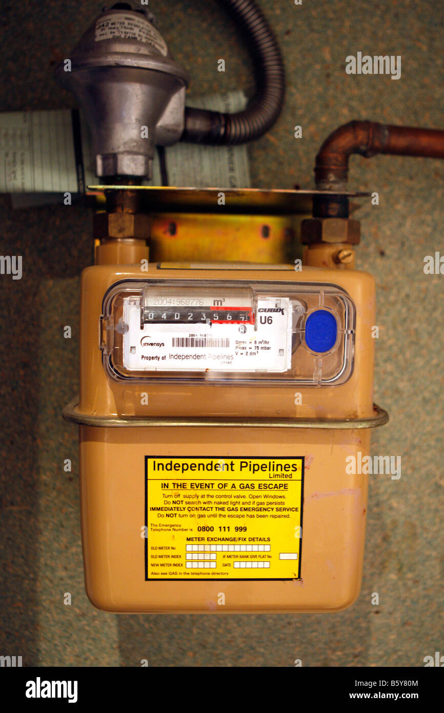 A domestic gas supply meter Stock Photo