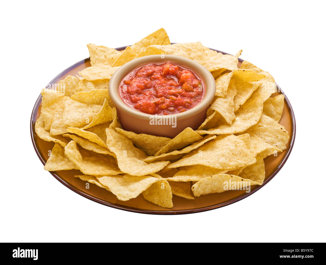 Salsa & Tortilla Chips Isolated Stock Photo