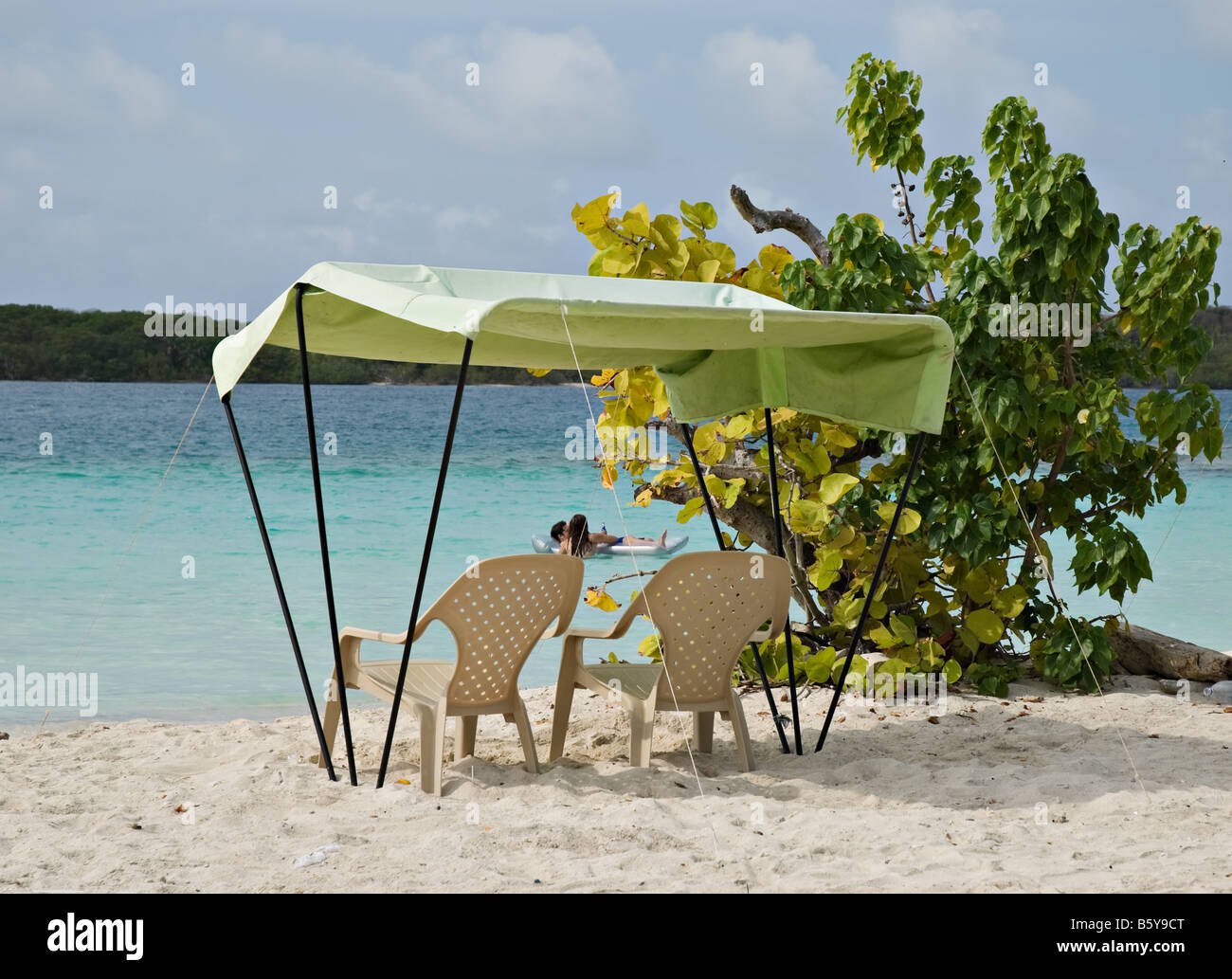 Beach Umbrella or Cabana at Playa Azul Morrocoy National Park Venezuela Stock Photo