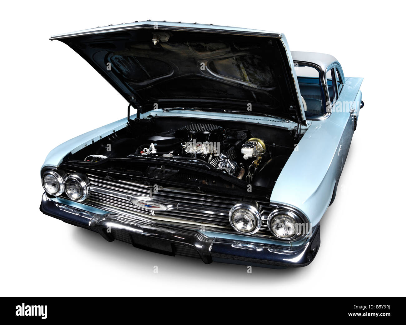 Classic Retro Car With Open Hood Stock Photo Alamy