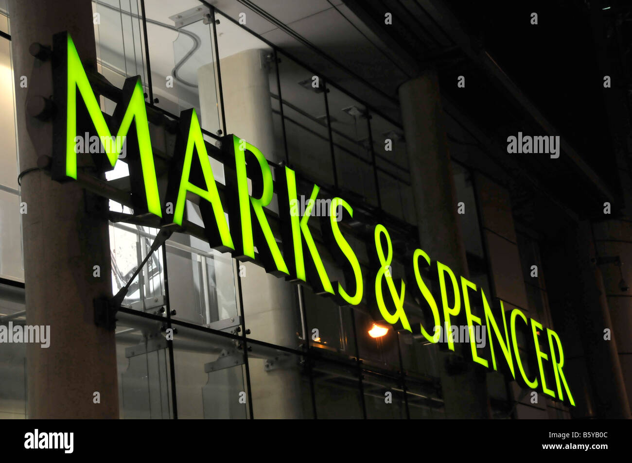 Marks and Spencer illuminated sign Stock Photo Alamy