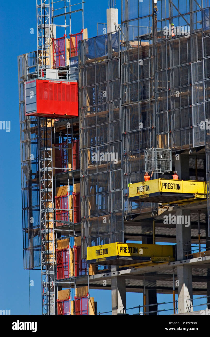 Construction / A Passenger Hoist climbs a Building Project.Melbourne