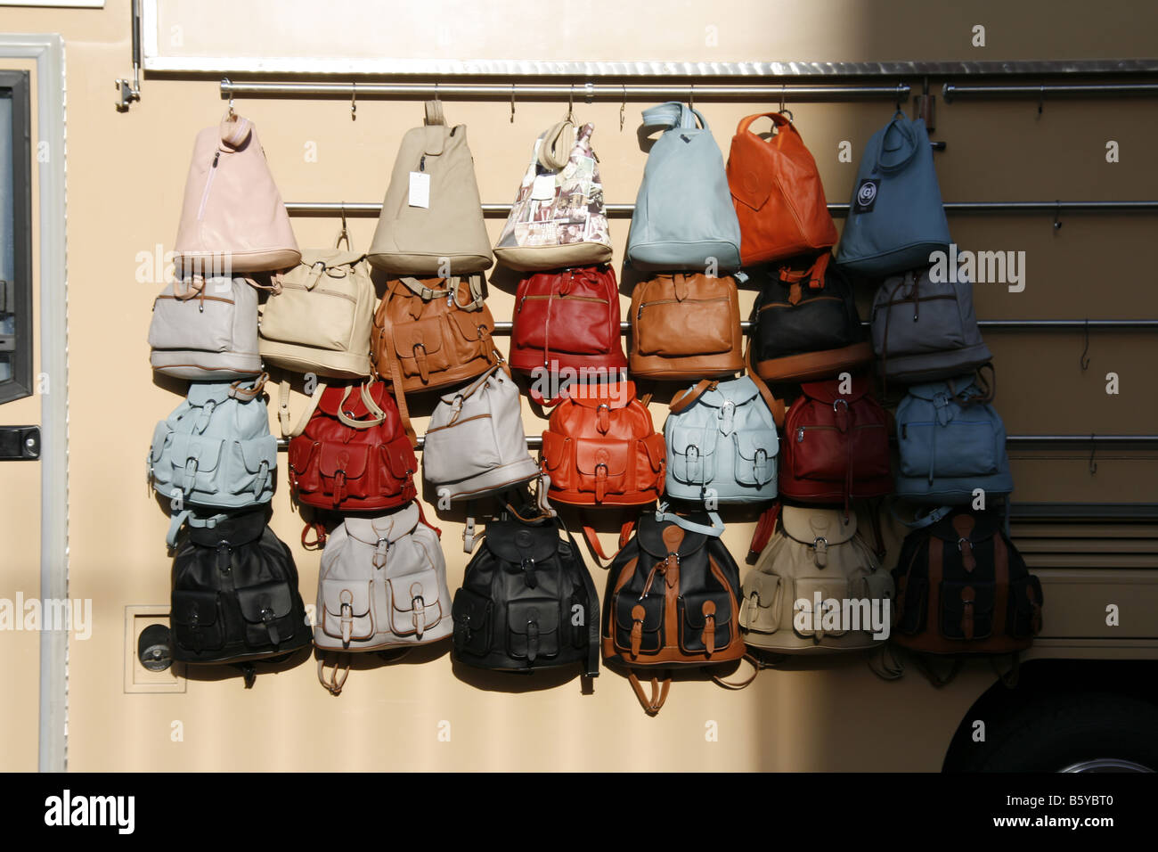 leather hand bags in shop window in rome, italy Stock Photo - Alamy