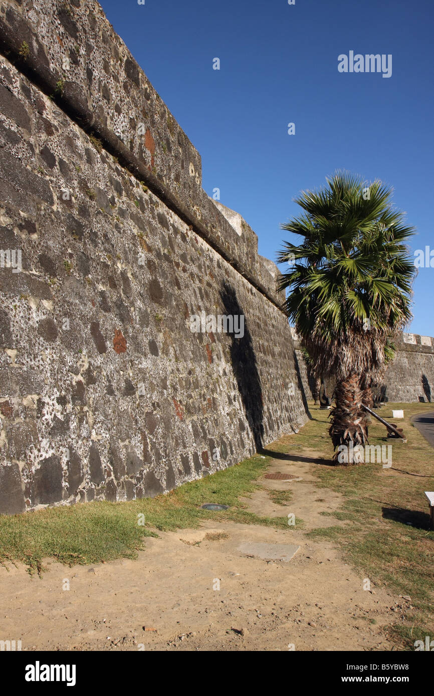 The old fortress Sao Bras at Ponta Delgada, Azores, Portugal Stock Photo