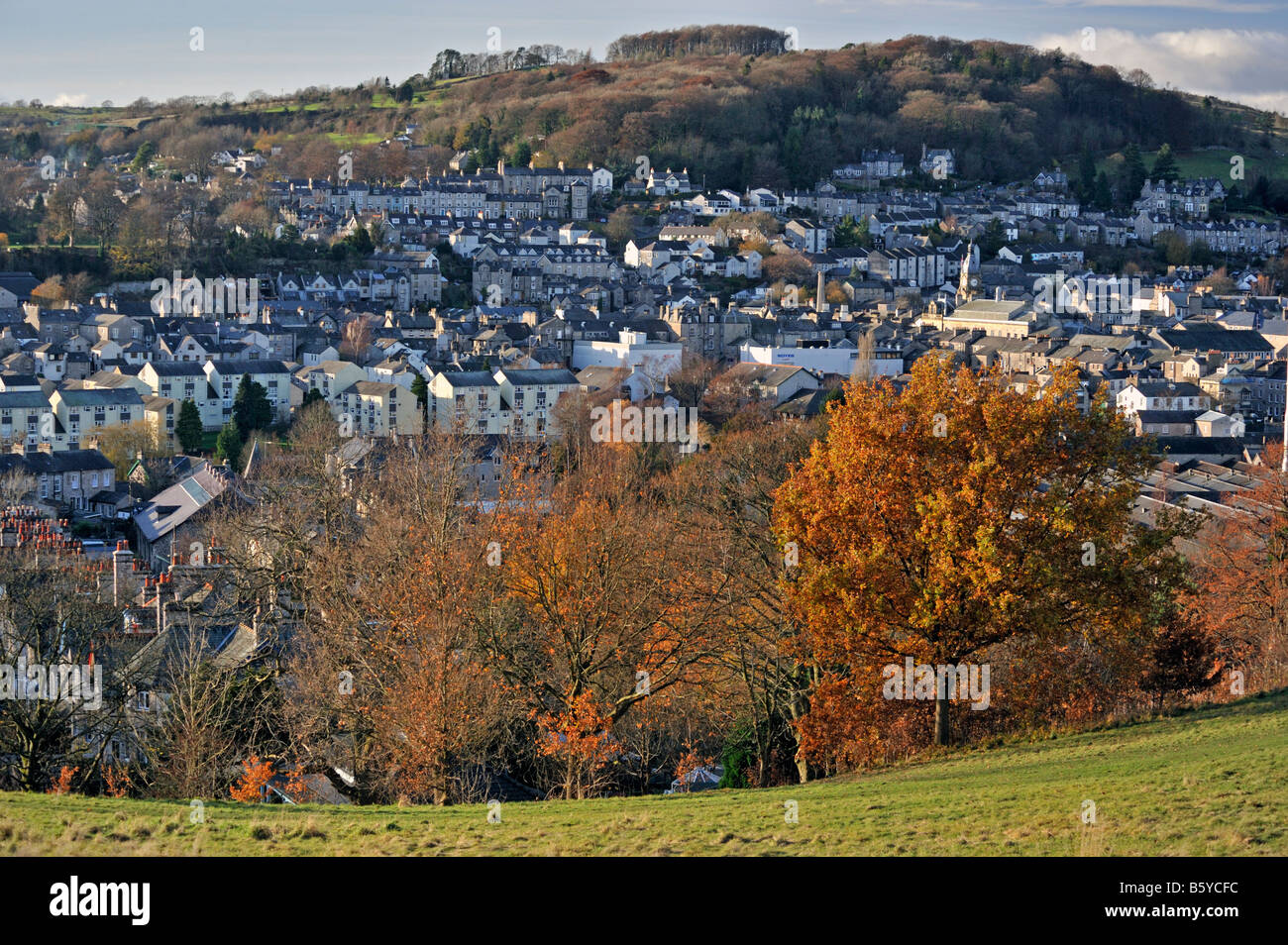 Kendal from Castle Hill. Kendal, Cumbria, England, United Kingdom, Europe. Stock Photo