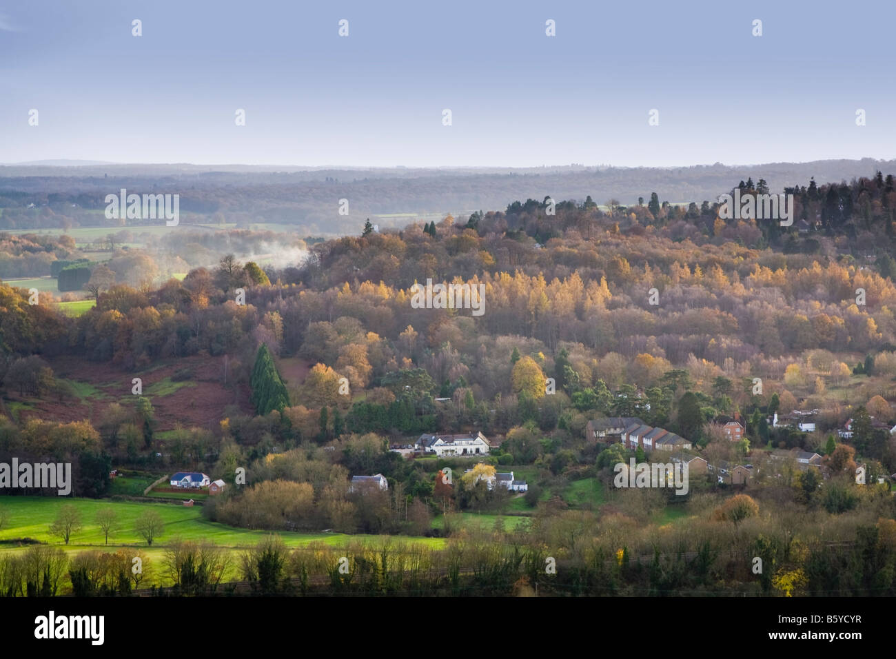 View from Box Hill, Dorking, Surrey England Stock Photo