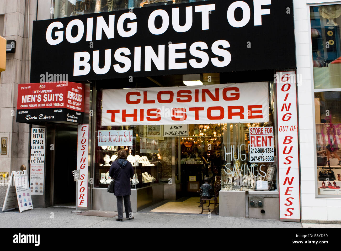 A store displaying that it is going out of business is seen in New York, NY Stock Photo