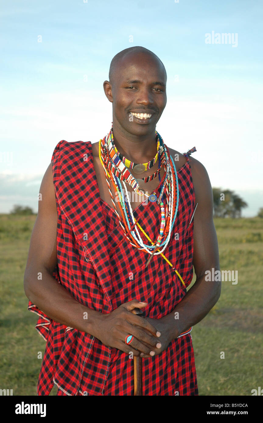 Masai tribesman in Amboseli Park, Kenya Stock Photo