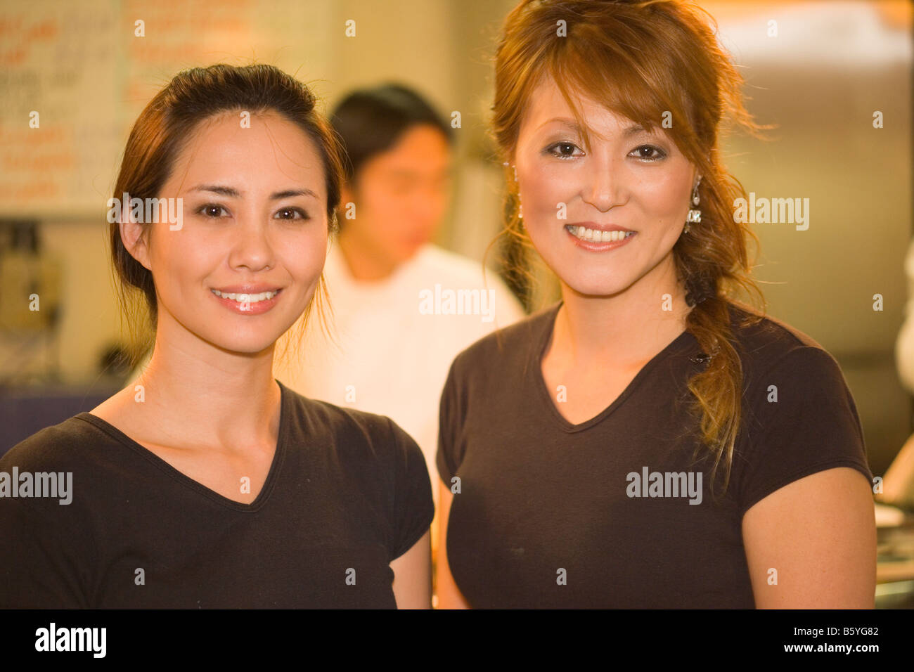 servers at Edomasa Restaurant Santa Barbara California Stock Photo