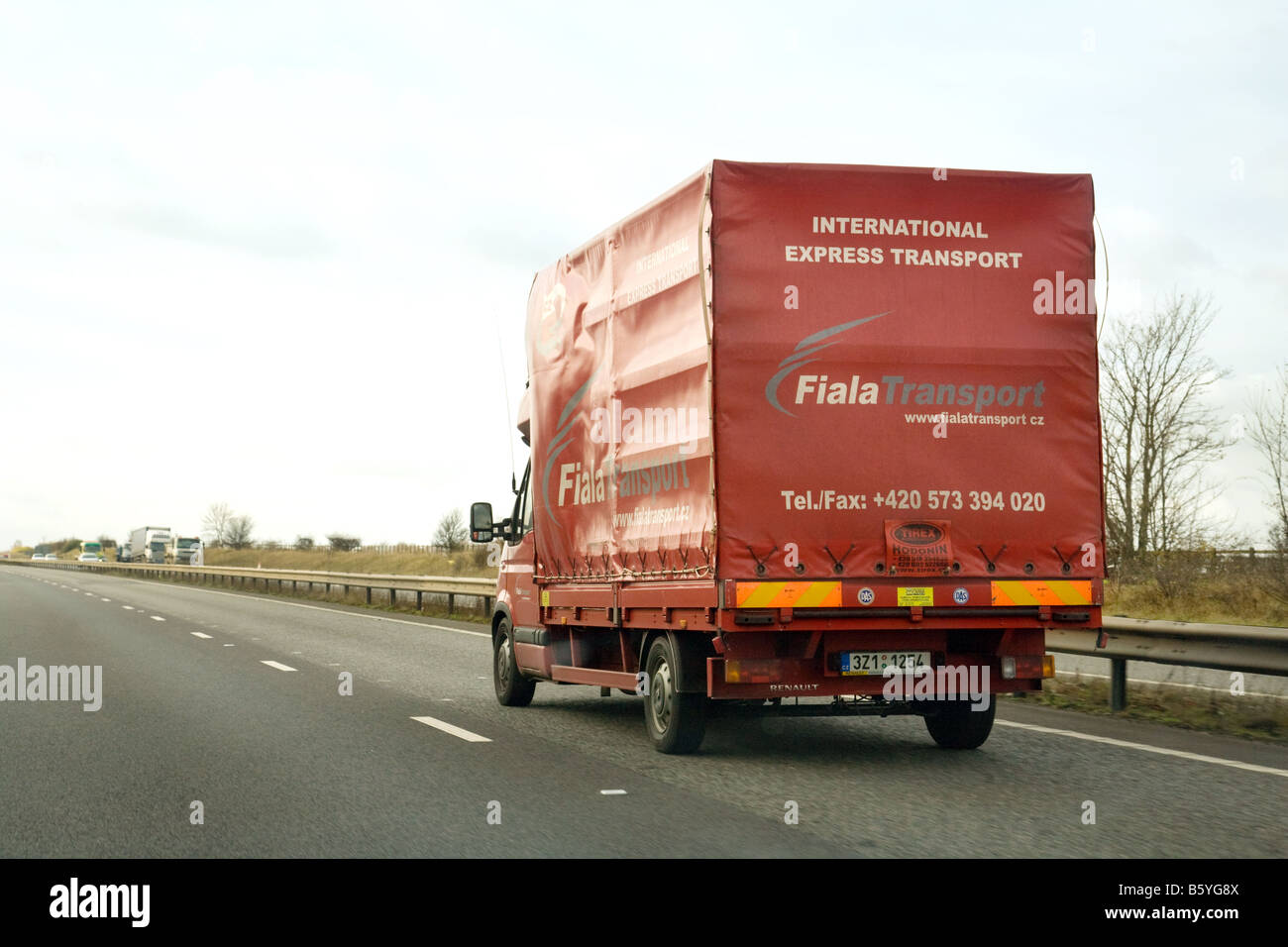 A Fiala transport lorry on the A14, Suffolk, UK Stock Photo