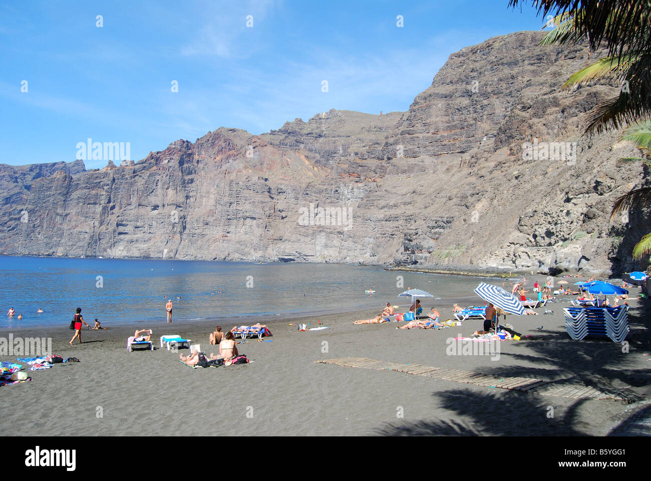 Black sand beach, Los Gigantes, Santiago del Teide, Tenerife, Canary Islands, Spain Stock Photo
