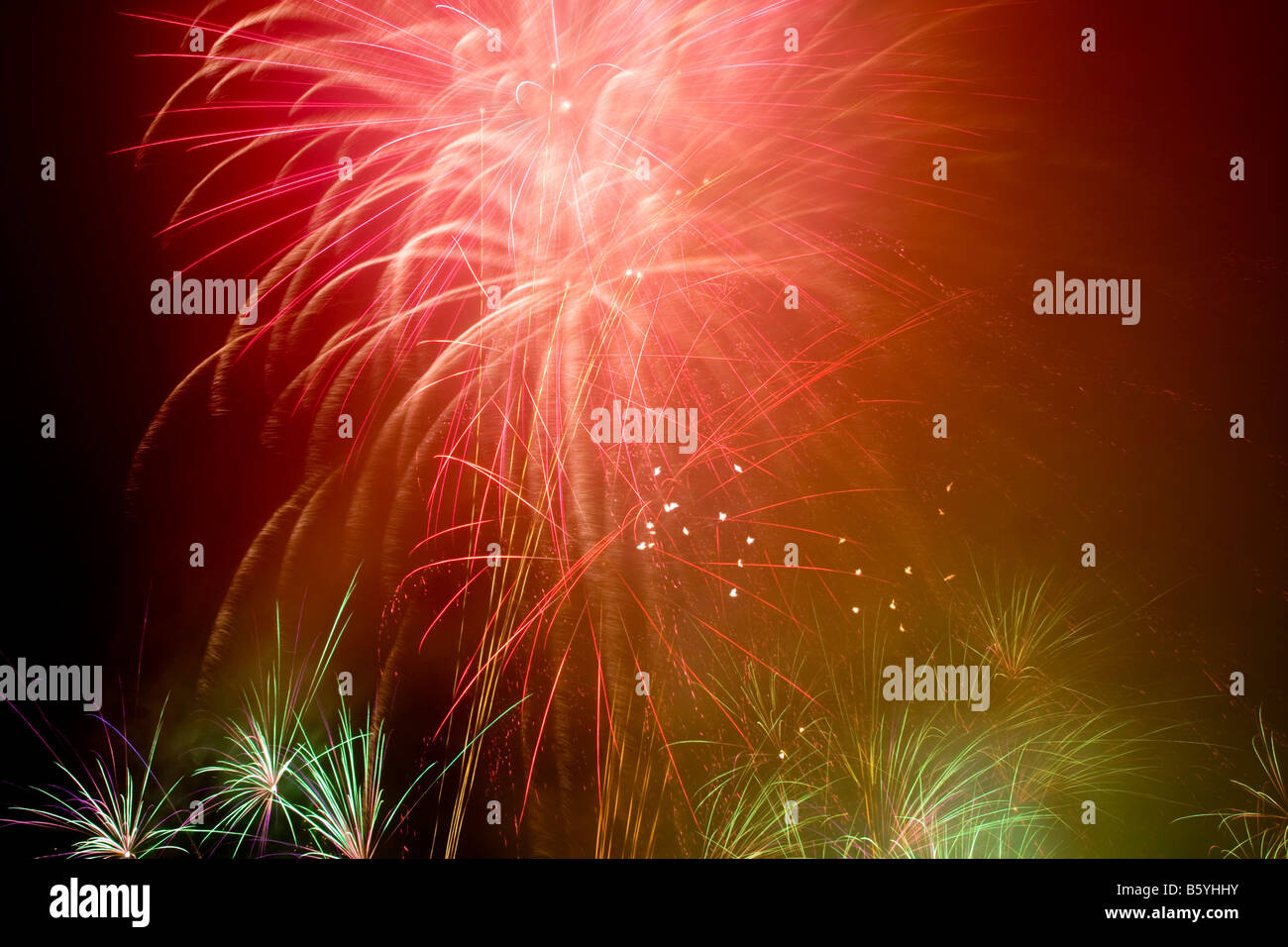 Firework display at Roundhay Park Leeds UK Stock Photo