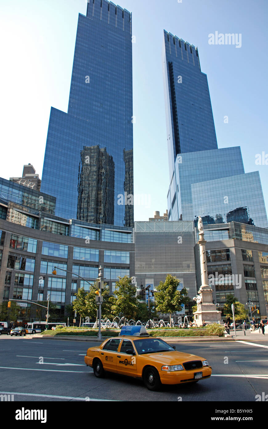 Time Warner Centre Tower Columbus Circle New York City Stock Photo