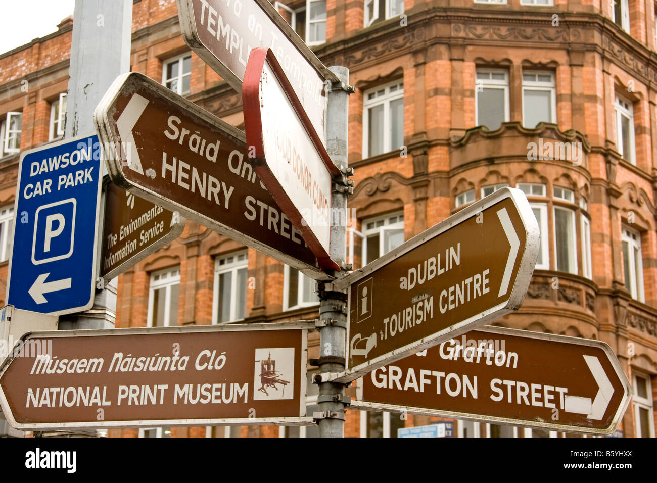 Tourist signs in Dublin Ireland Stock Photo Alamy