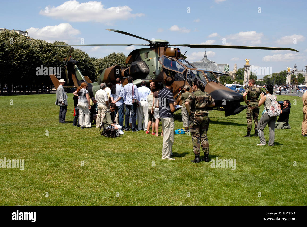 After the army parade 14 July Bastille day National Day Paris France EC 665 Tigre helicopter Eurocopter Stock Photo