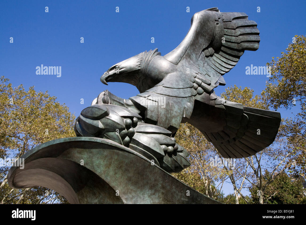 American Eagle statue in Battery Park, Manhattan, New York City. USA Stock Photo