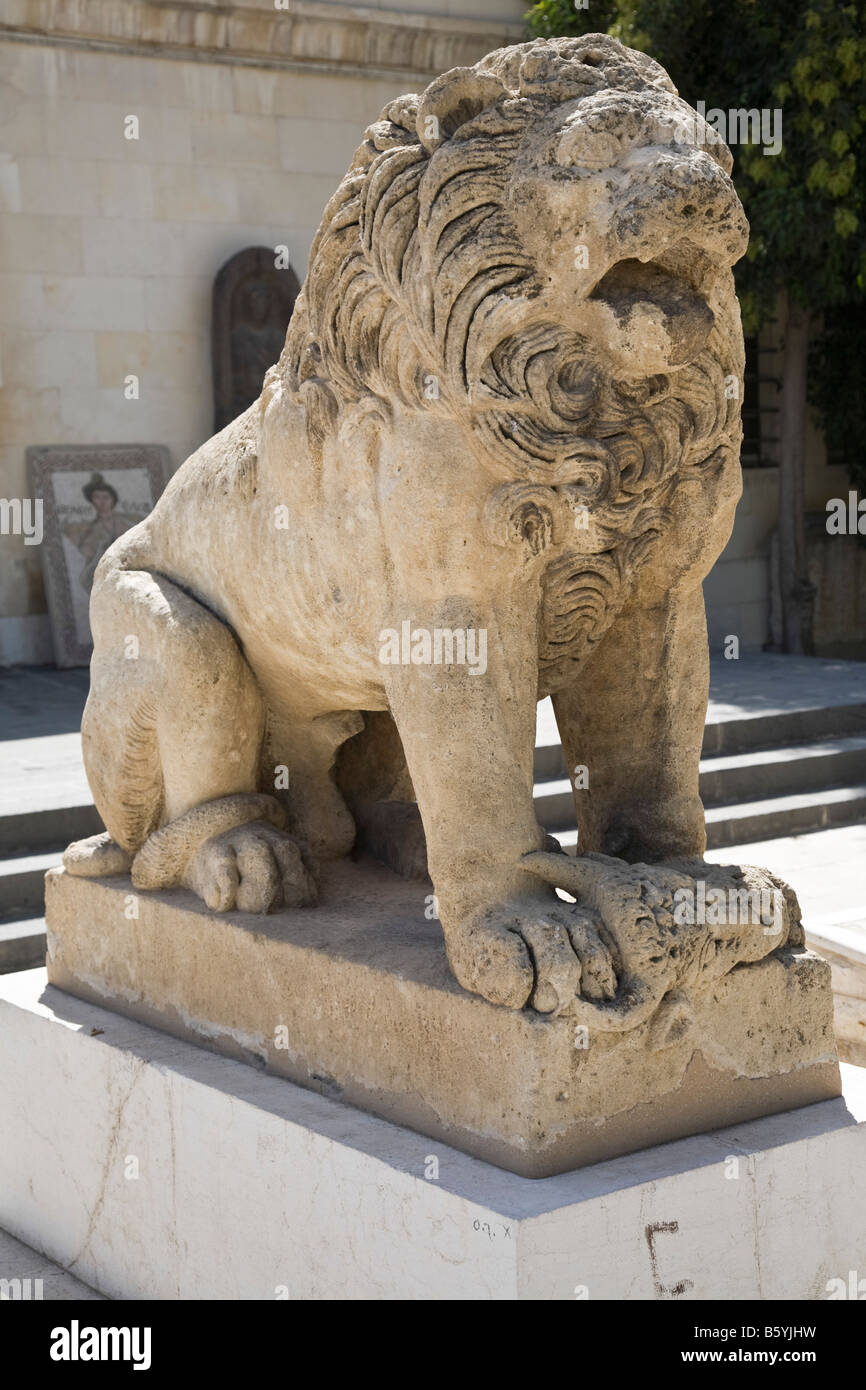 Statue of a Lion. National Archaeological Museum, Damascus, Syria Stock