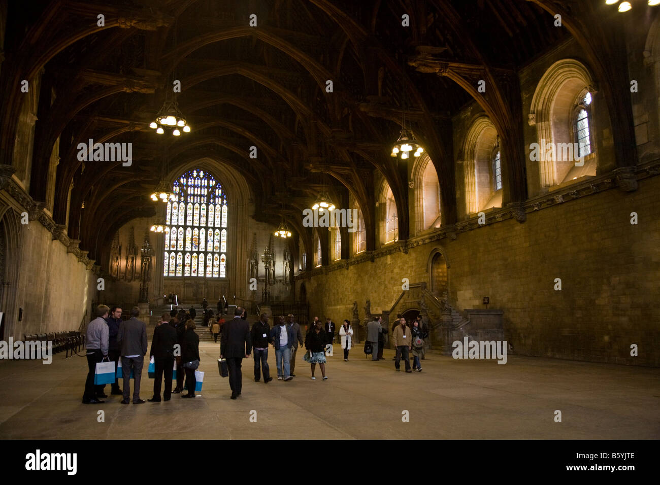 Hammer-beam roof of Westminster Hall, Houses of Parliament, Westminster. London UK. (44) Stock Photo
