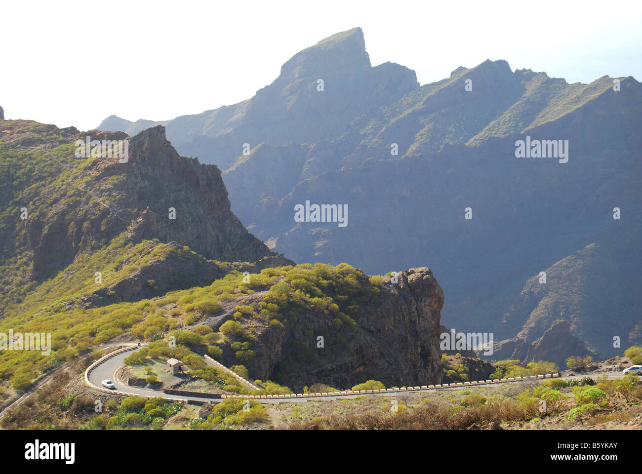 Mountain road to village of Masca, Tenerife, Canary Islands, Spain Stock Photo