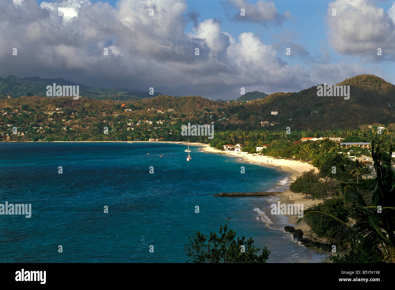 Grenada Grand Anse Beach st george's top attraction aerial view from above Stock Photo