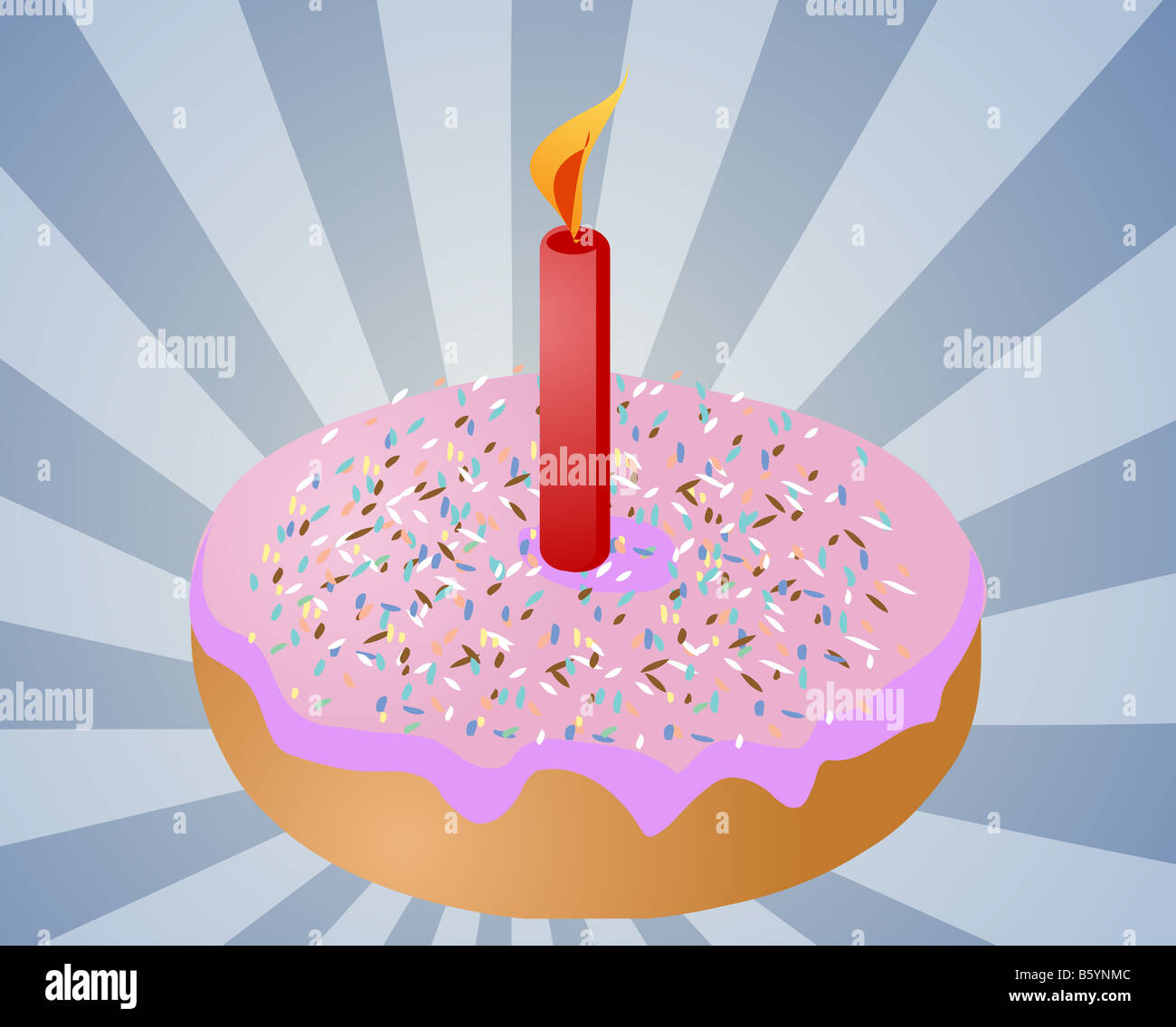 Birthday candle with lit candle festive illustration Stock Photo - Alamy