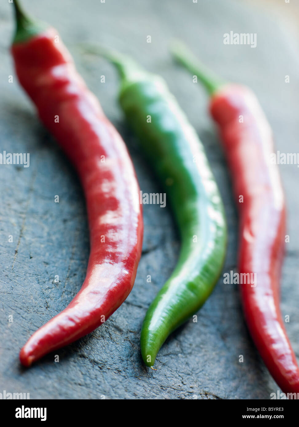 Red and Green Chillies Stock Photo