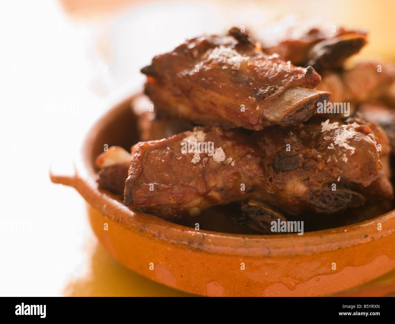 Barbecued Mini Pork Ribs Stock Photo