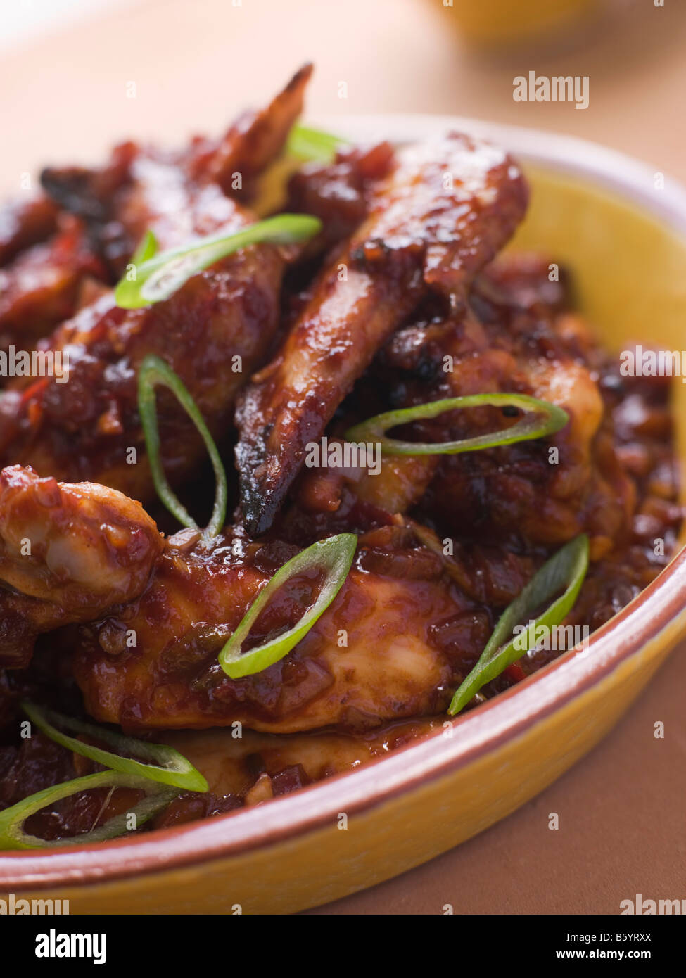 Chili and Garlic Chicken Wings Stock Photo