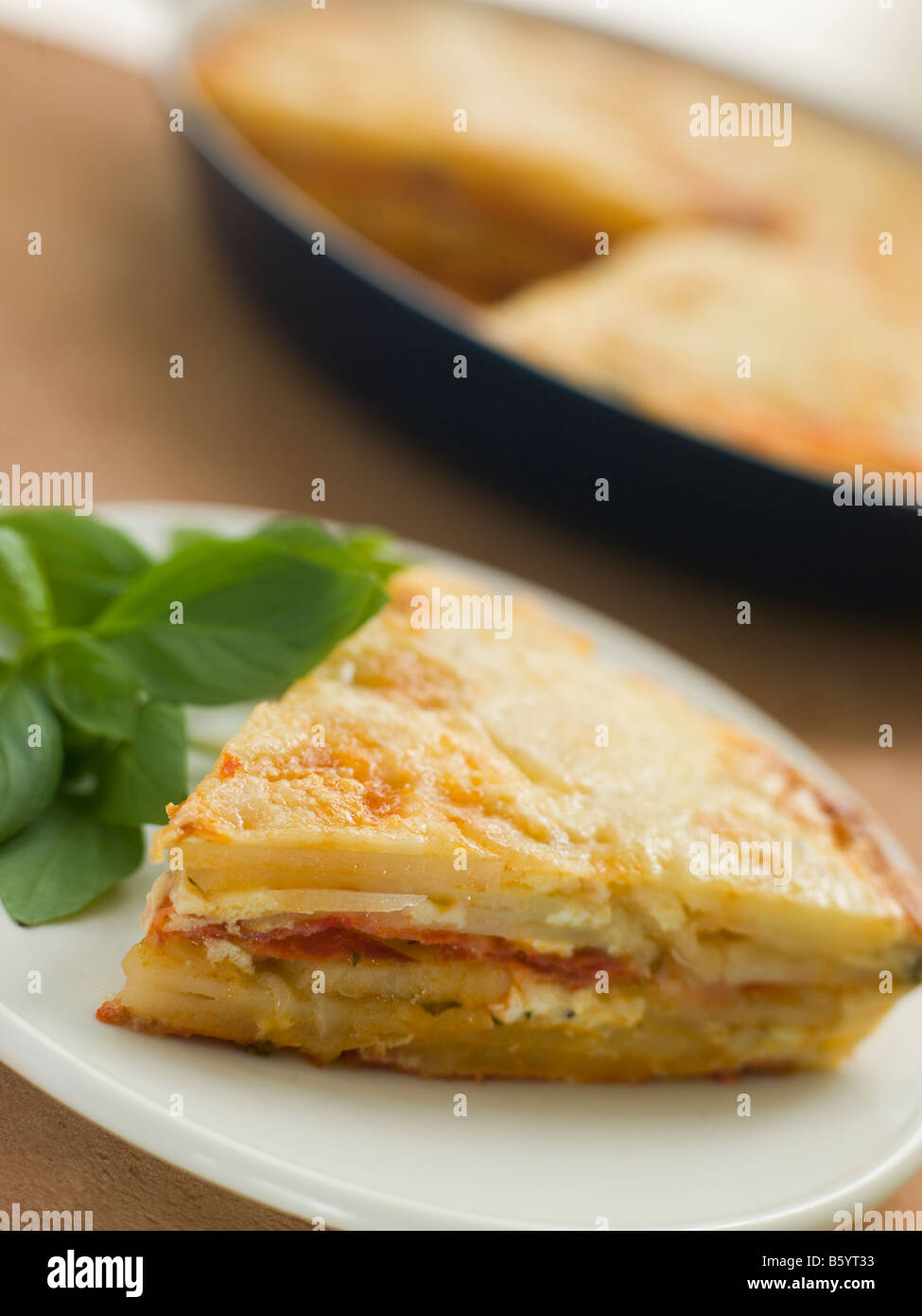 Spanish Potato and Chorizo Sausage Omelette Stock Photo Alamy