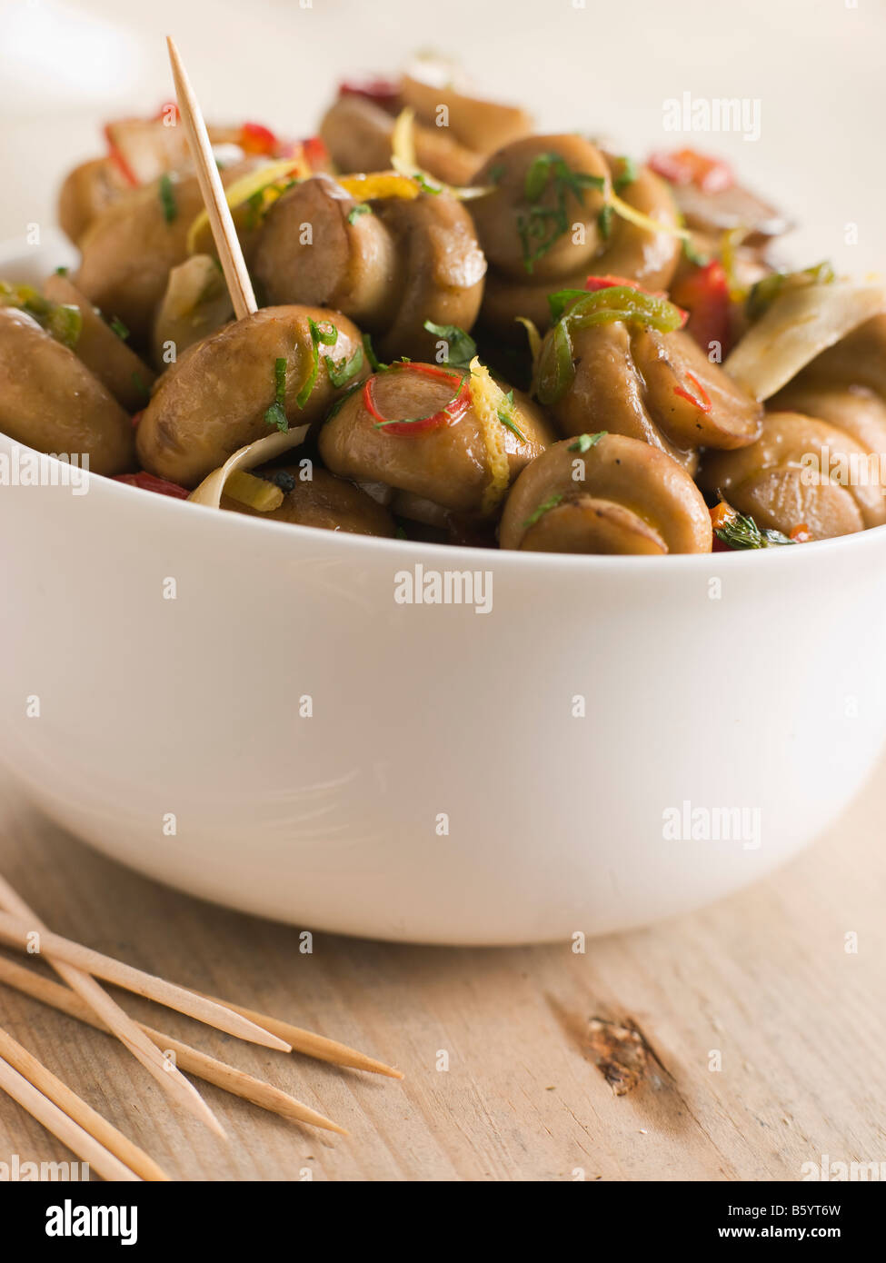 Championes al Ajillo Chilli marinated Mushrooms Stock Photo Alamy