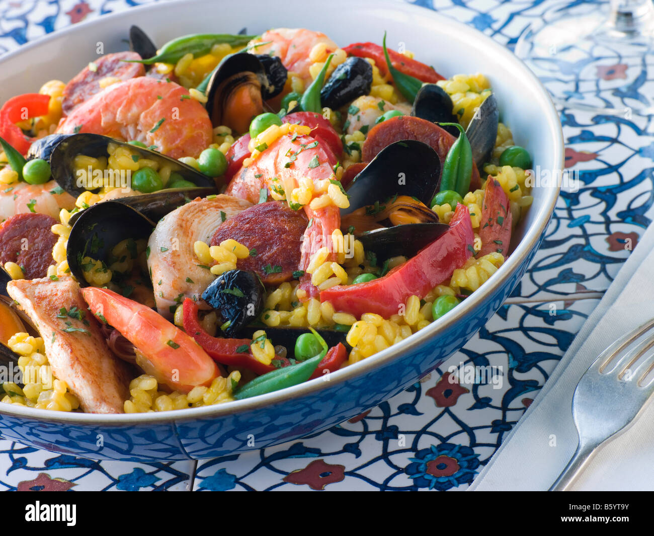 Bowl of Paella Stock Photo Alamy
