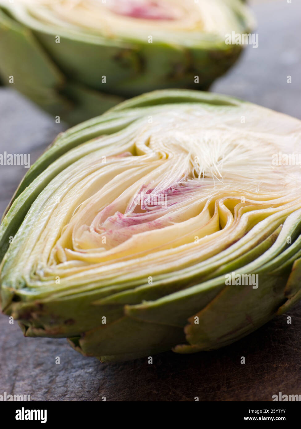 Halved Artichoke Stock Photo