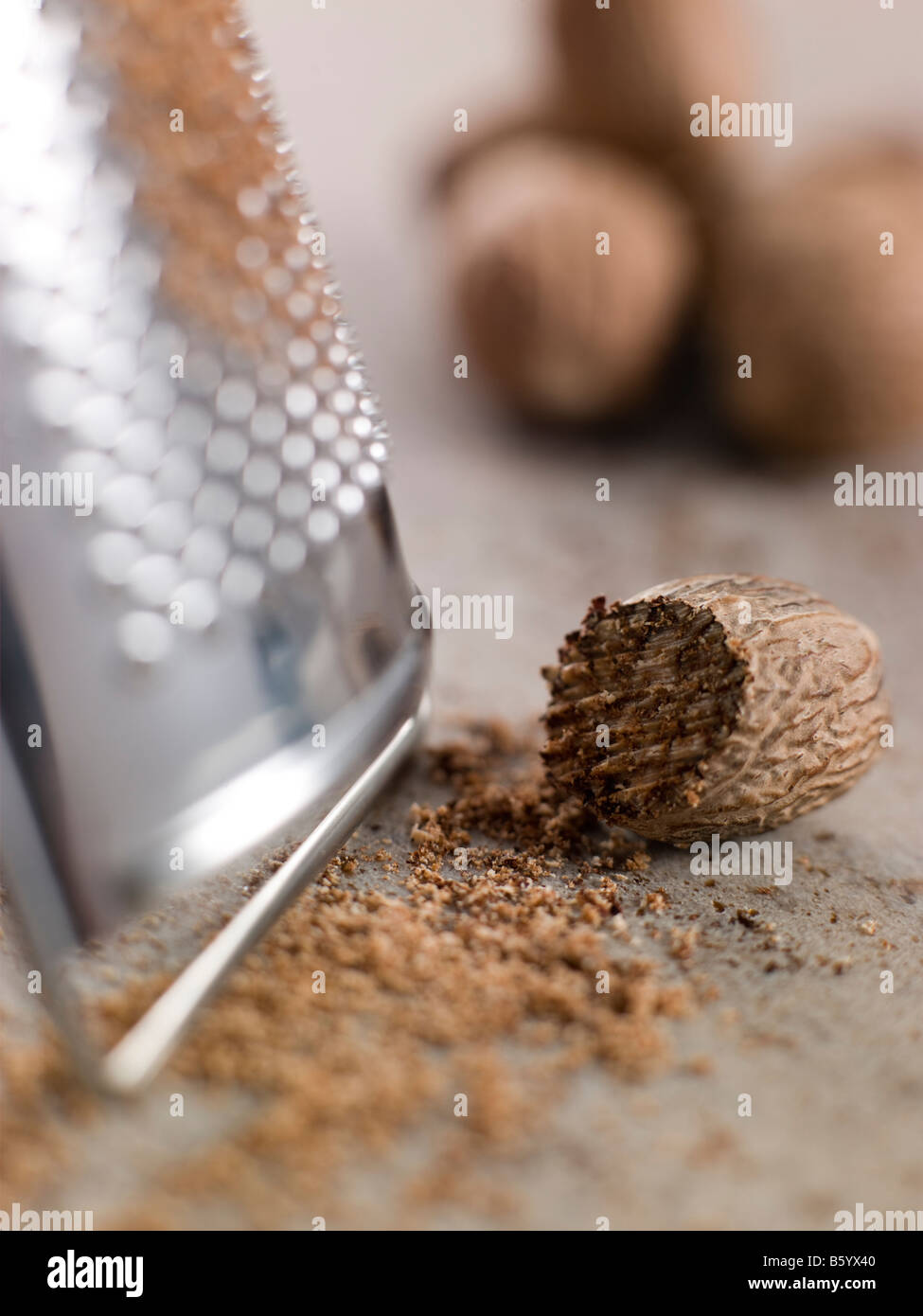 Nutmeg And Grater Stock Photo Alamy