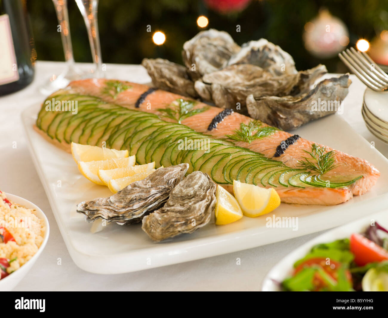 Dressed Side of Salmon Boxing Day Buffet Stock Photo Alamy