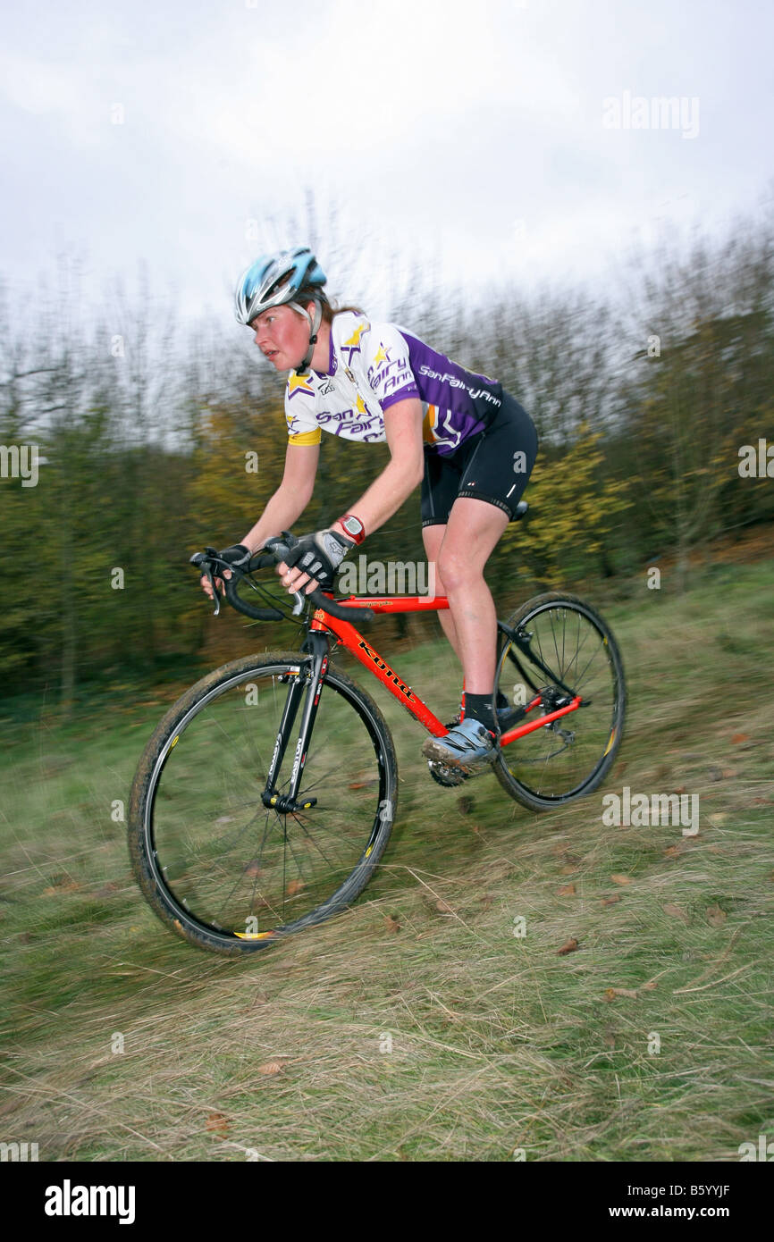 A woman riding a cyclo-cross bike Stock Photo - Alamy