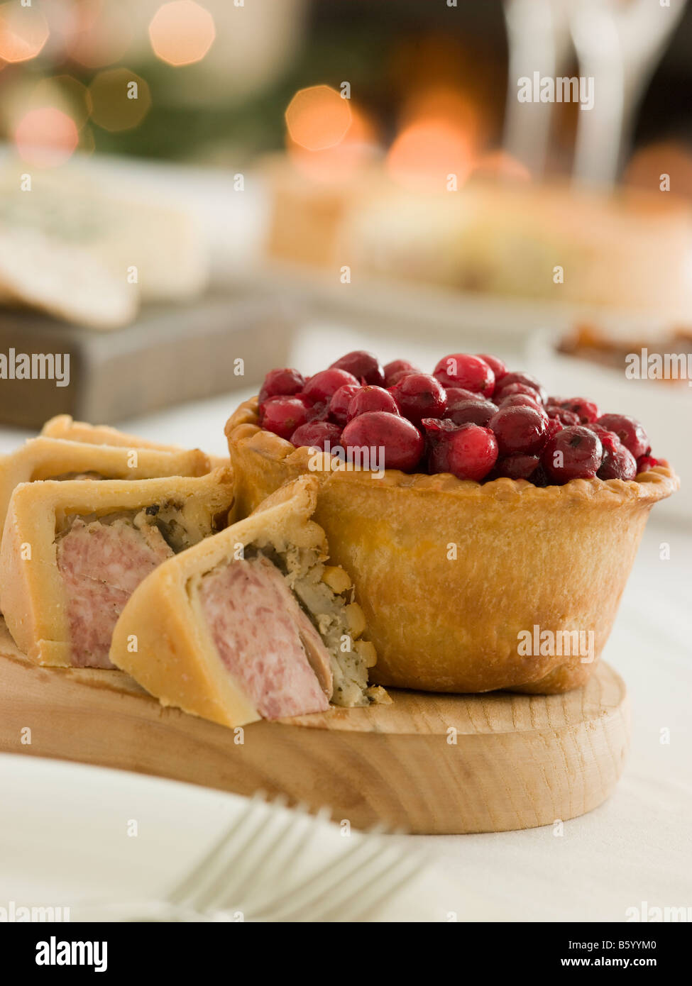 Pork Turkey and Stuffing Pie Cranberry and Game Pie Stock Photo Alamy