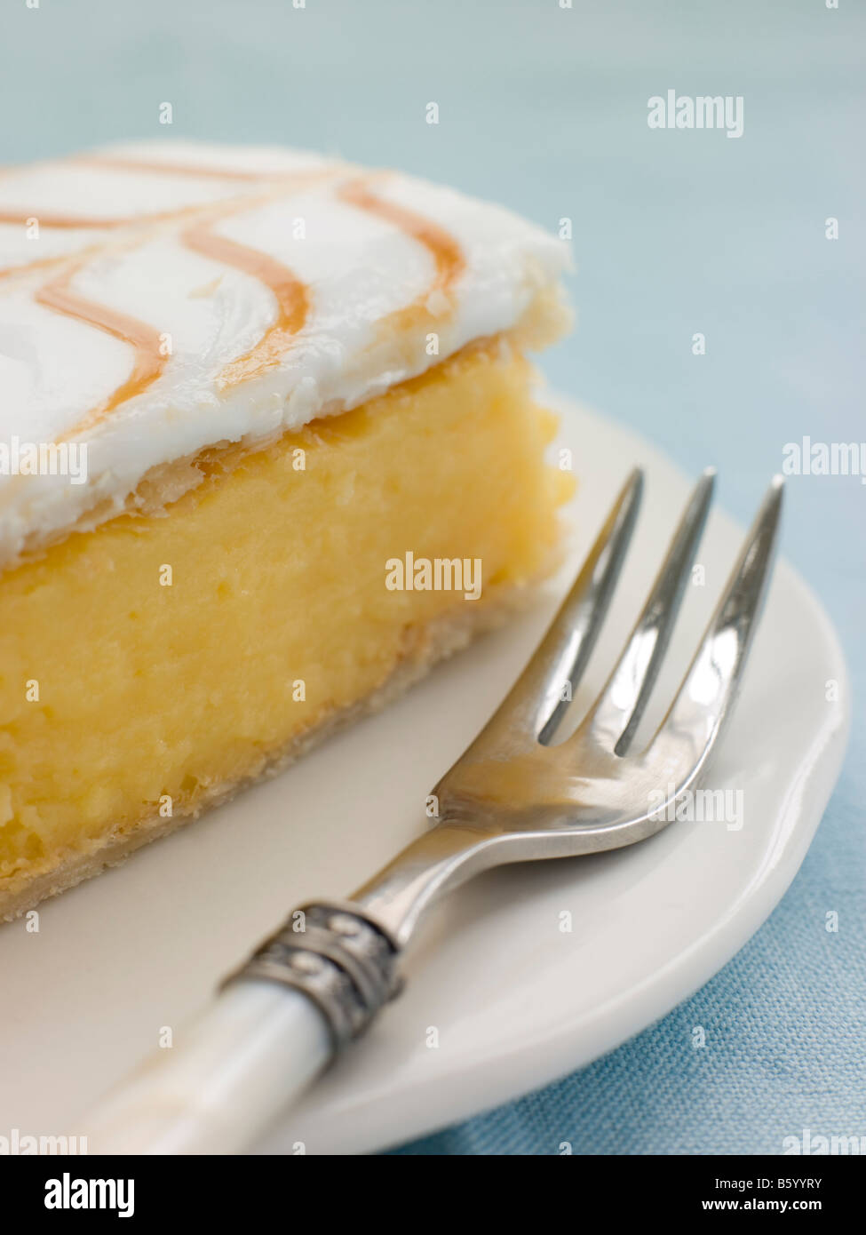 Iced Custard Slice on a plate Stock Photo