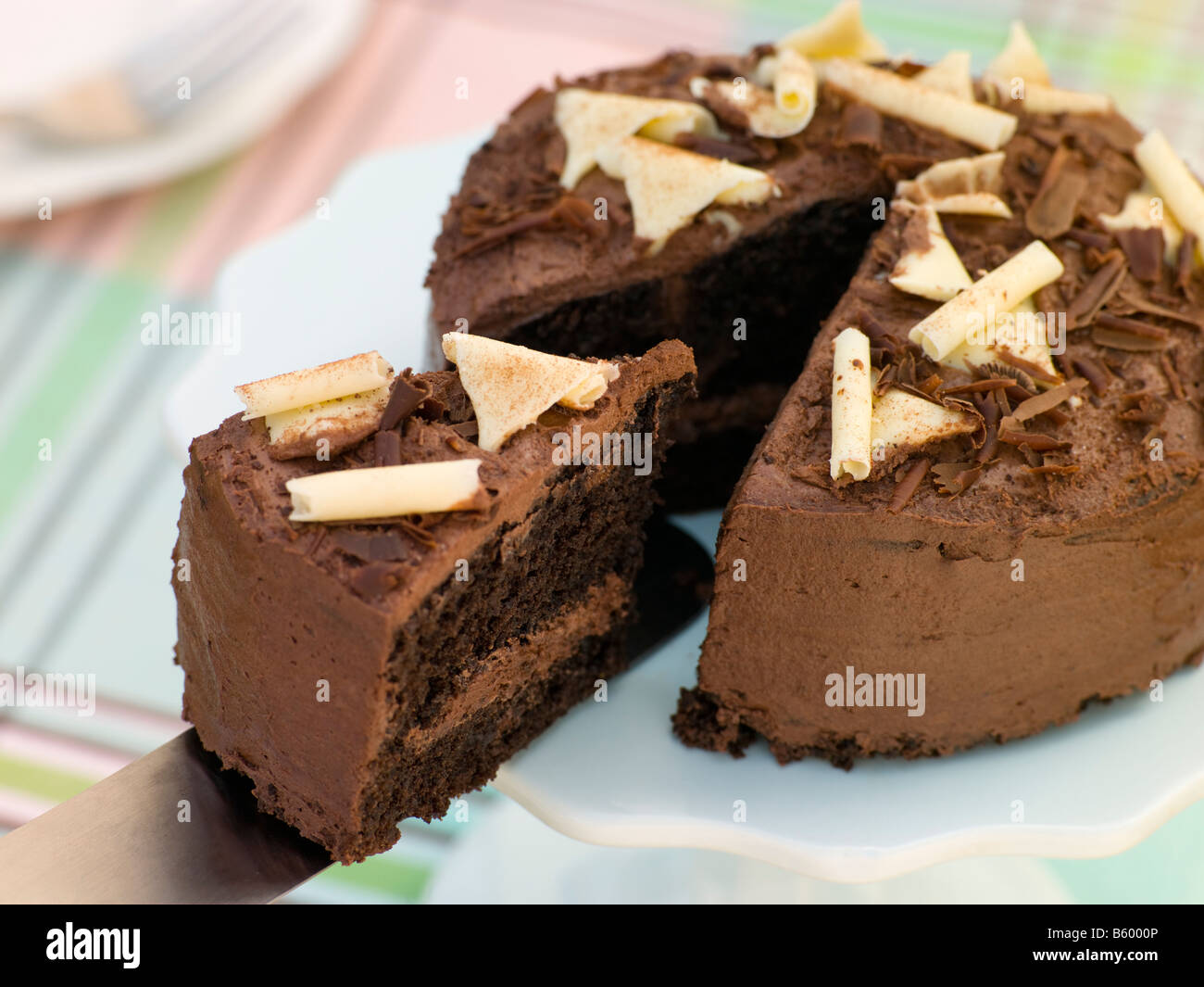 Slice of Chocolate Victoria Sponge Stock Photo
