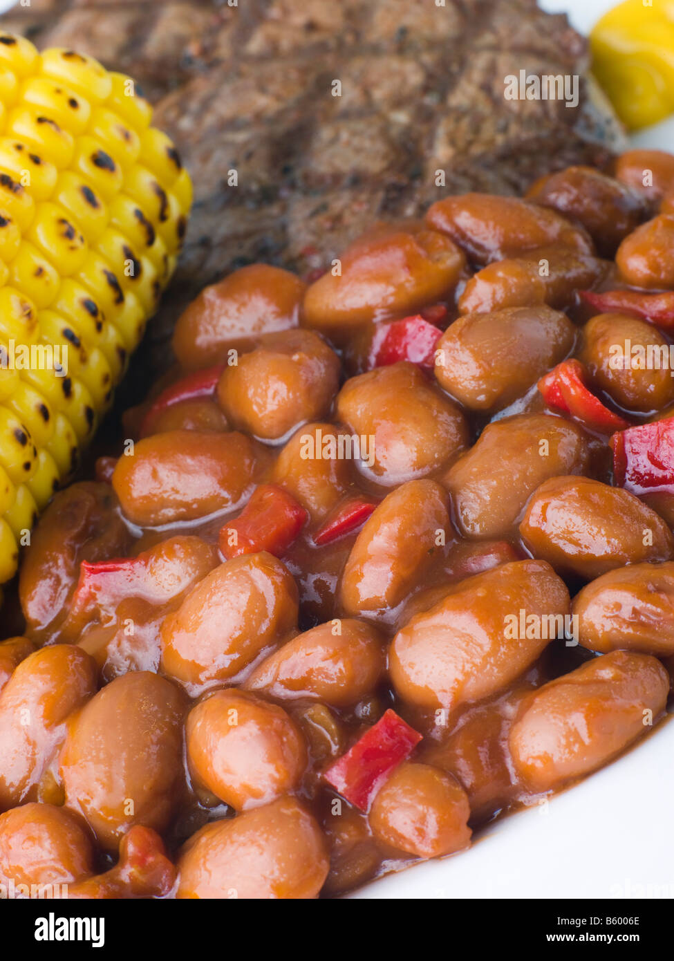 Baked Beans in a Spicy Barbeque Sauce Stock Photo Alamy