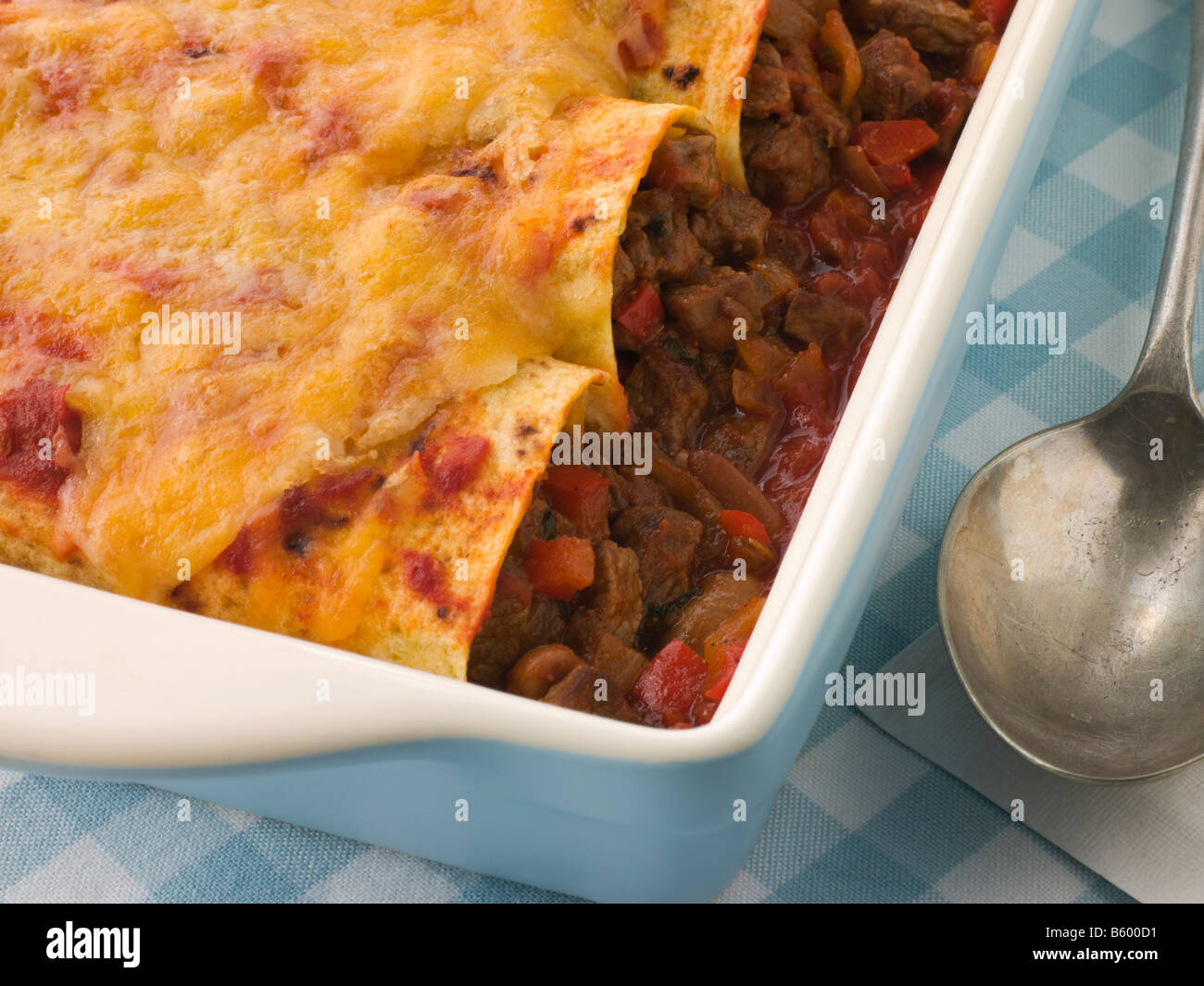 Dish of Beef Enchiladas Stock Photo