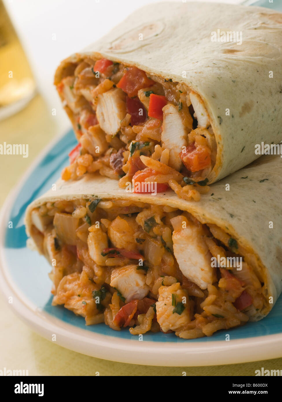 Chicken Rice and Cheese Burrito Stock Photo - Alamy