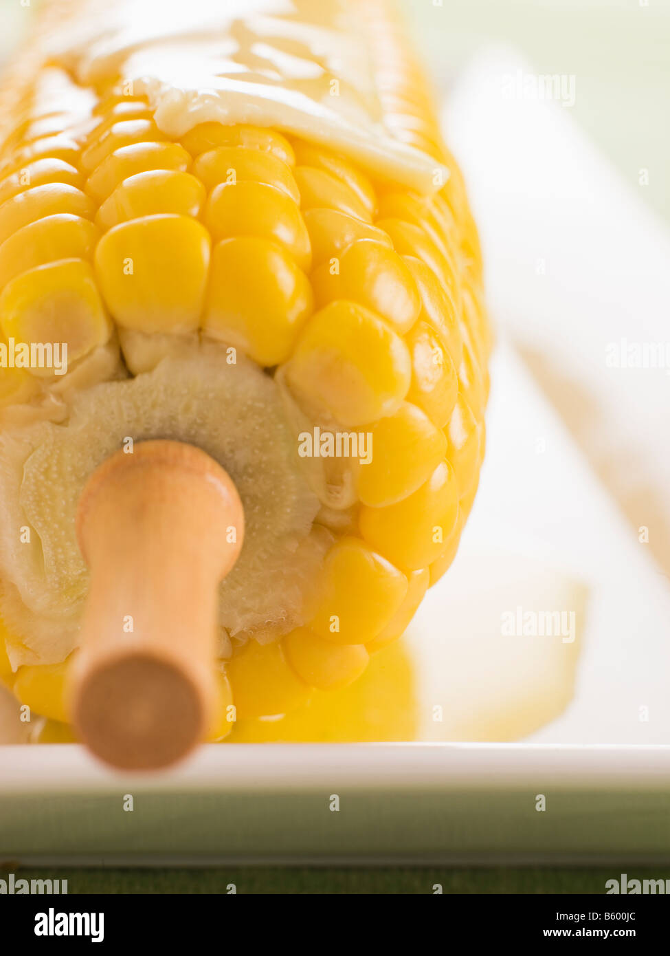 Corn on the Cob with Melted Butter Stock Photo