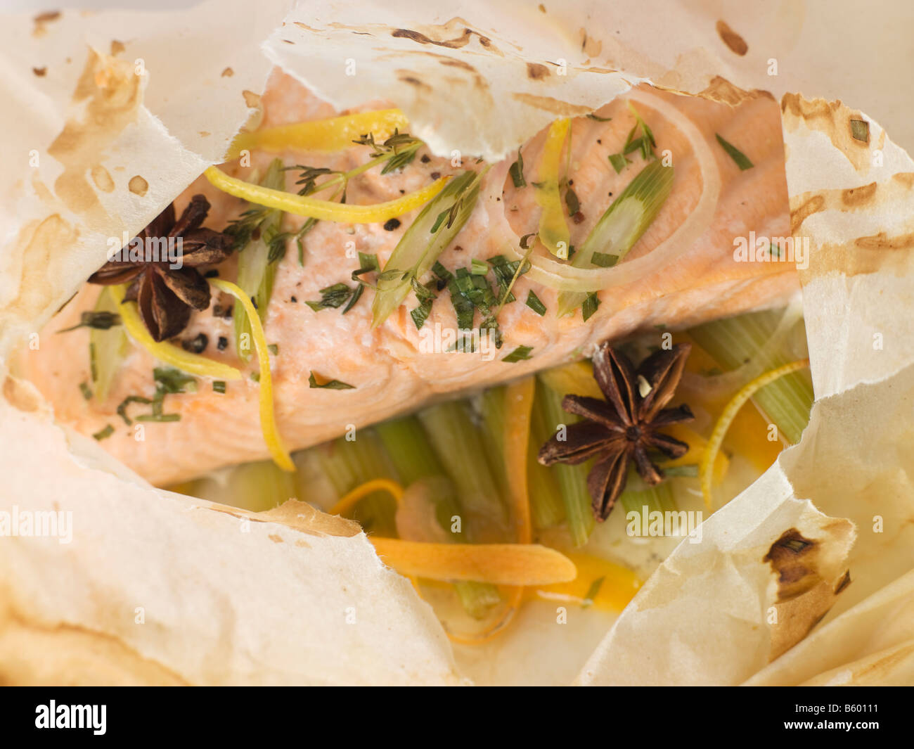 Salmon en Papillote Stock Photo Alamy