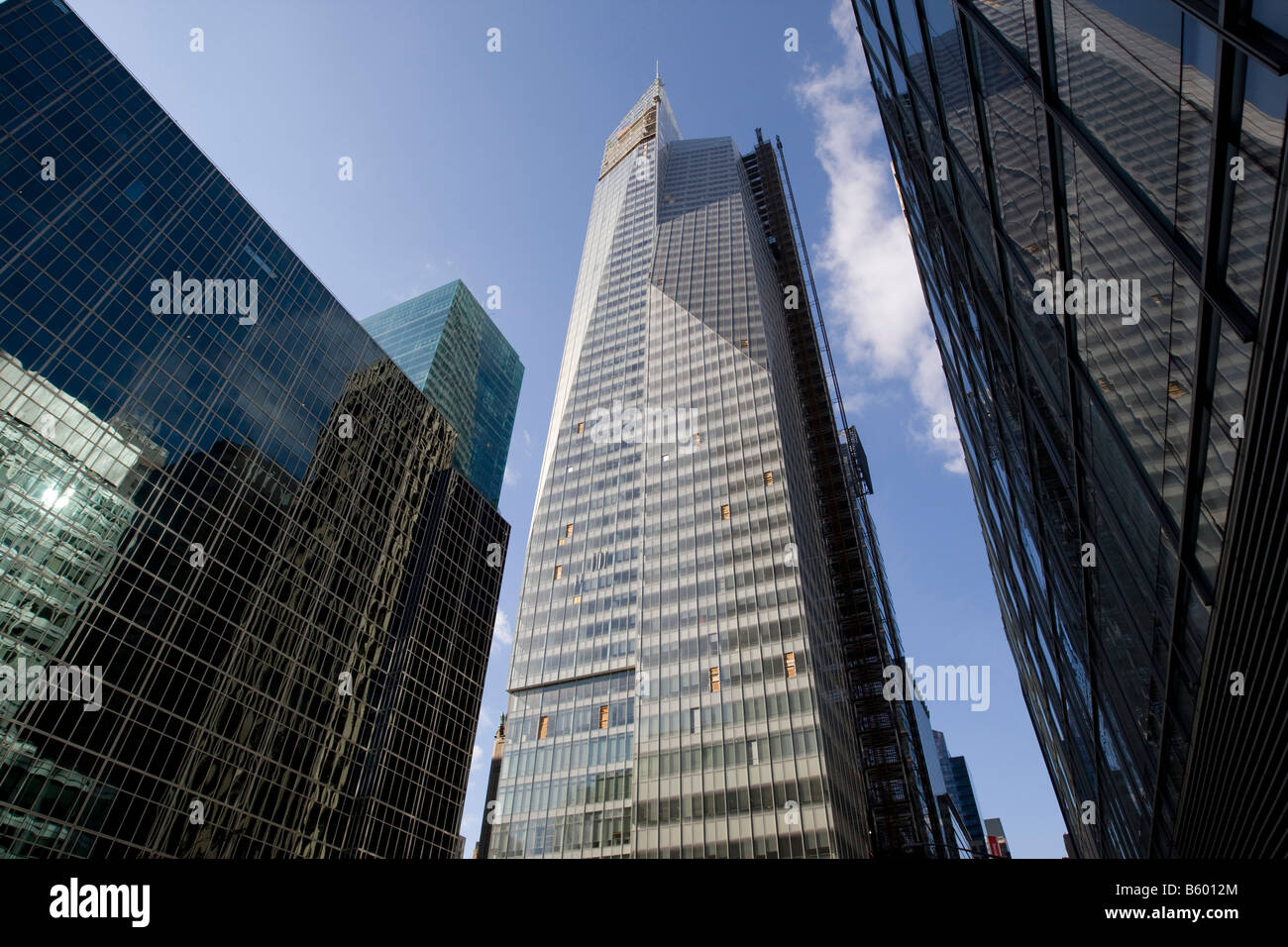 View of new Bank of America Tower under construction at One Bryant Park on Sixth Avenue between 42nd and 43rd Street in New York USA November 2008 Stock Photo