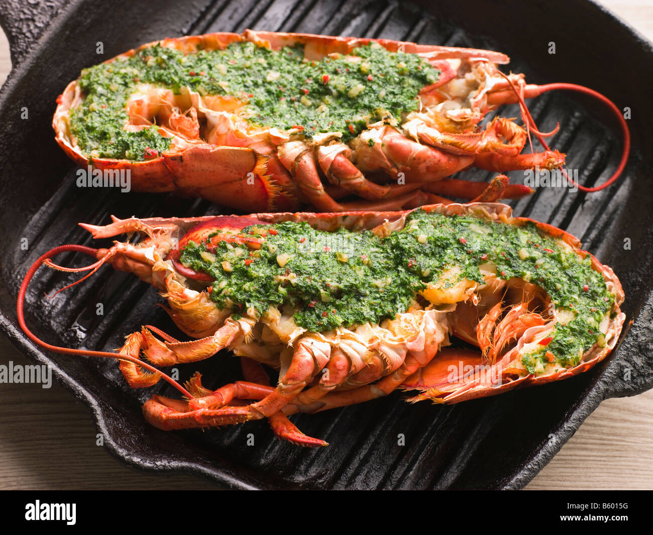 Lobster Half Grilled with Garlic and Parsley Butter Stock Photo Alamy