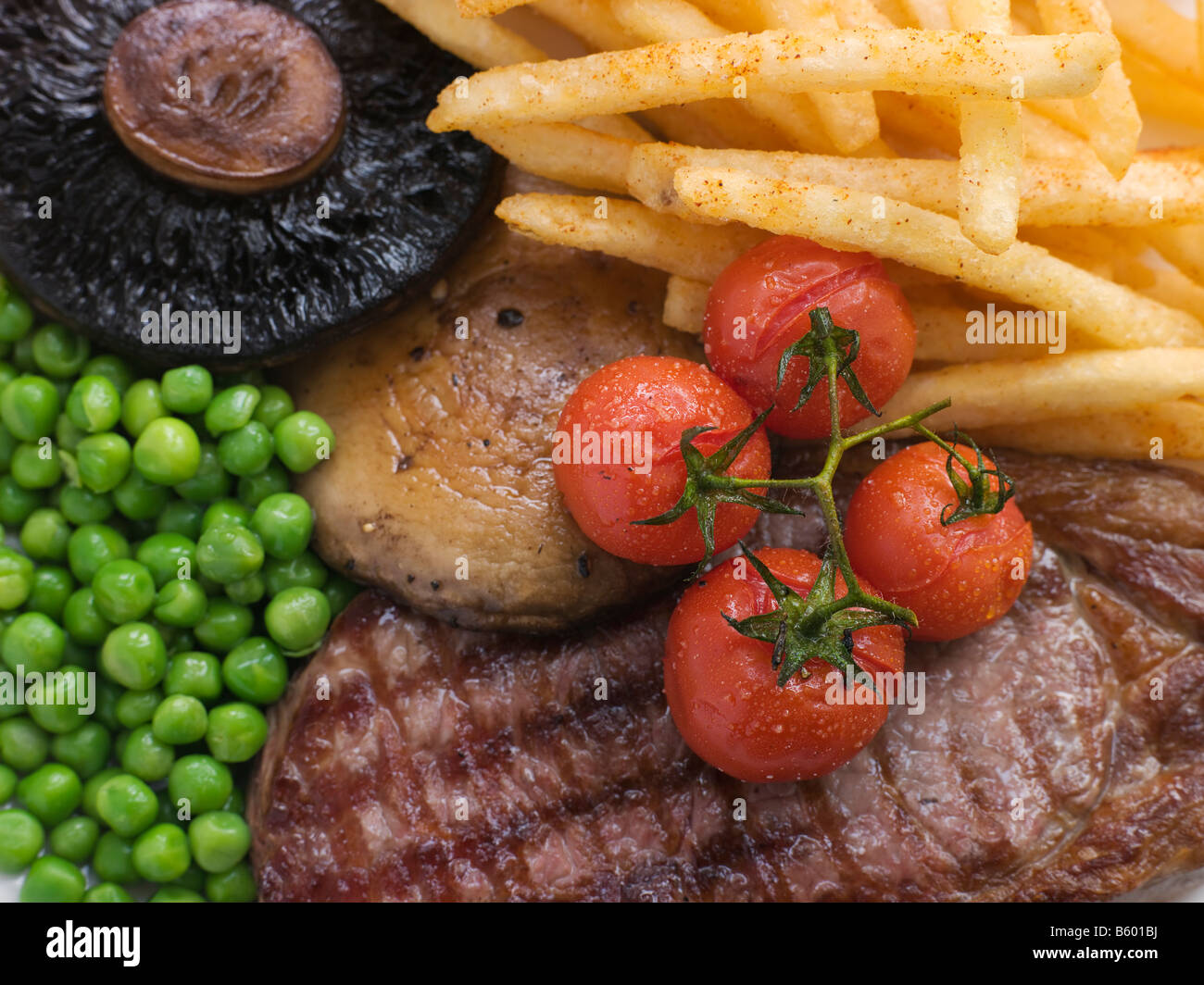 Sirloin Steak Chips and Grill Garnish Stock Photo Alamy