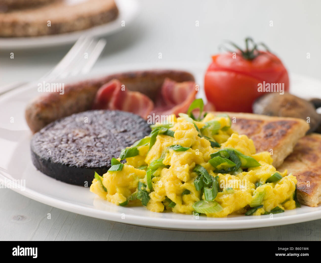 Full Irish Breakfast with Irish Soda Bread Stock Photo Alamy